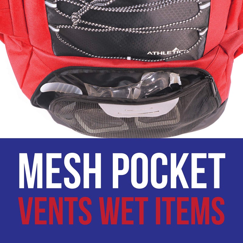 Athletico Swim Backpack - Swim Bag With Wet & Dry Compartments for Swimming, the Beach, Camping - Pool Bags Include Laptop Sleeve (Red) - Image 2